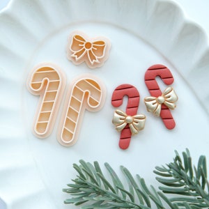 Candy Cane and Bow Polymer Clay Cutters | Christmas Clay Cutters | Clay Earring Cutter | Jewelry Making | Clay Tools