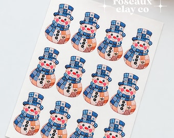 Patchwork Snowman Polymer Clay Transfer Paper & Matching Cutter