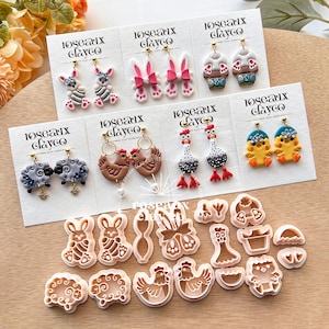 Easter Polymer Clay Cutters | Spring Clay Earring Cutter | Jewelry Making Tools | Bunny Chicken Sheep