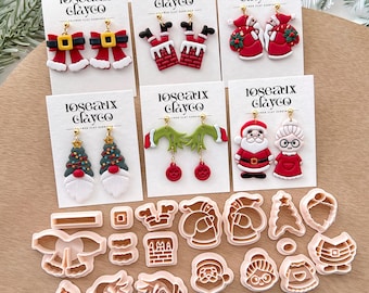 Christmas Santa Claus Polymer Clay Cutters | Winter Holiday Clay Earring Molds | Jewelry Making Tools