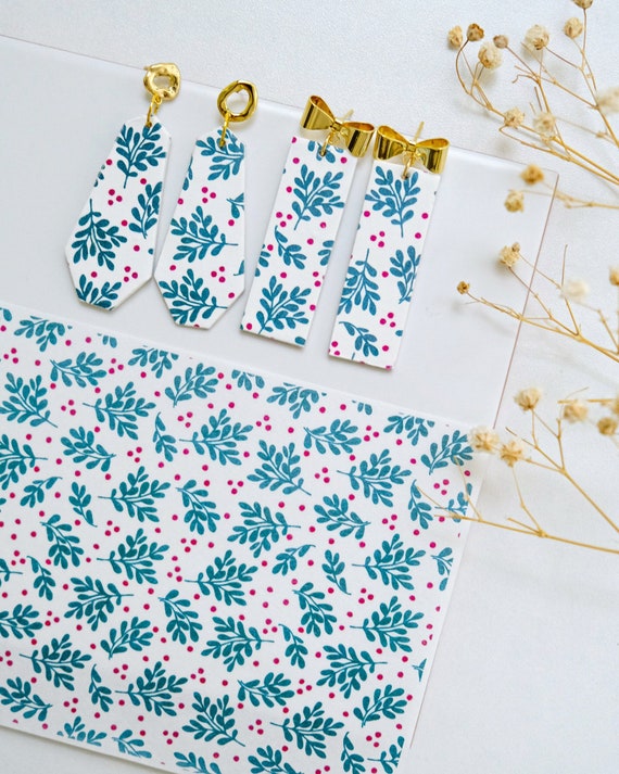 Christmas Leaf Clay Transfer Paper: Polymer Clay Earring Making