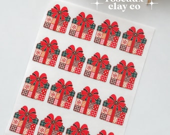 Patchwork Christmas Gift Box Polymer Clay Transfer Paper & Matching Cutter