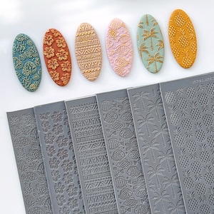 Summer Polymer Clay Texture Sheet | Clay Texture Mat | Polymer Clay Texture Sheet for Jewelry Making | Pineapple | Coral | Aztec | Fish