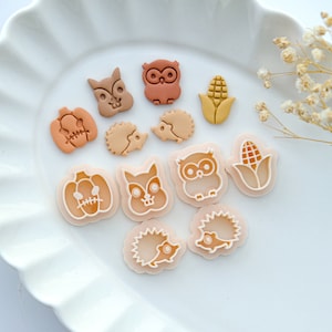 Fall Stud Polymer Clay Cutters | Autumn Clay Cutters | Clay Earring Cutters | Polymer Clay Cutter for Jewelry Making | Owl | Squirrel