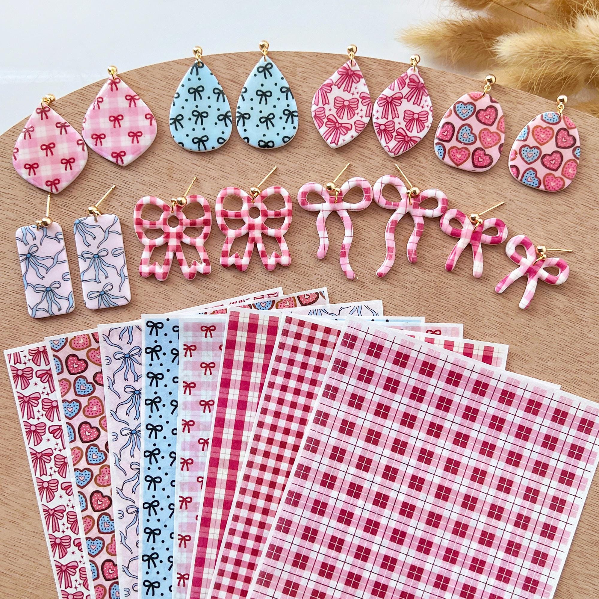 Valentine's Day Clay Transfer Paper: Heart & Bow Prints (10x13cm)