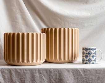 Fluted Pots - 3D Printed Wood Pots