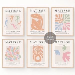 Set of 6 Matisse Print, Pastel Wall Art, Beige Prints, Matisse Printable Wall Art, Boho Printables, Pastel Print, Pastel Colorful Printables