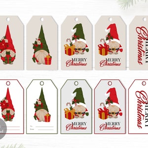 10 etichette regalo di Natale stampabili, etichette regalo di Natale, confezione natalizia, etichette natalizie di Gnome, etichette regalo di festa stampabili, decorazioni natalizie