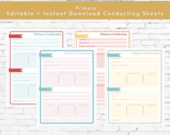 Editable Primary Conducting Sheets | Conducting Help for Singing Time and Sharing Time | Primary Presidency Primary Outline | Printable |