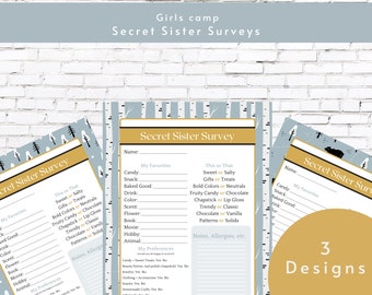 Girls Camp Secret Sister Survey | All About Me Questionnaire | Gift Guide | Printable | For YW | Young Women's Camp