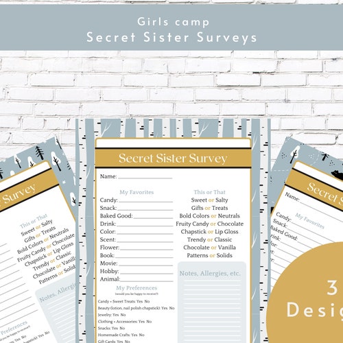 Secret Sister Girls Camp Questionnaire YW Girls Camp YW - Etsy