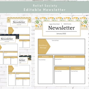 Editable Relief Society Newsletter | Template | Latter-Day Saint RS Newsletter | Printable for Relief Society Presidency | Customized