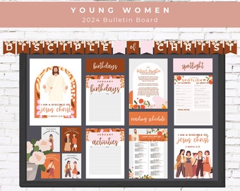 2024 Youth Theme Young Women's Bulletin Board Kit | I am a Disciple of Jesus Christ | Latter-Day Saint LDS Young Women 2024 Theme Posters