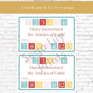 Articles of Faith Punch Cards Printable Articles of Faith Memorization ...