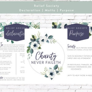 Relief Society Declaration Motto Purpose Posters | RS Printable Handout | Latter-Day Saint Relief Society Bulletin Board