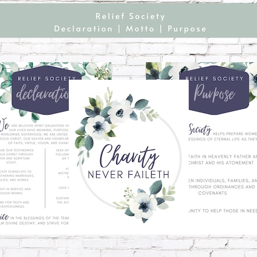 Relief Society Theme Motto Declaration Ministering - Etsy