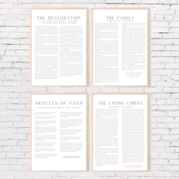 Latter-Day Saint Printable Set The Family Proclamation | The Living Christ | The Restoration | Articles of Faith | Instant Download Poster