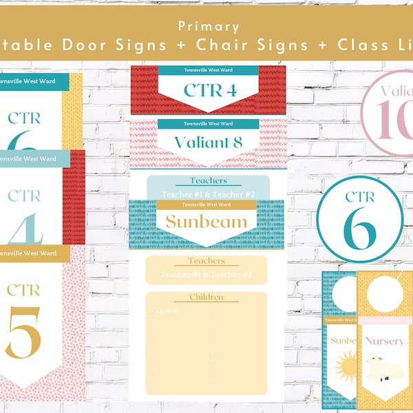 Editable Primary Class Lists | Door Signs , Chair Signs, Door Hangers | Primary Classroom Decor | Printable PDF | Primary Children | Nursery