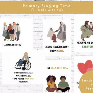 I&#39;ll Walk with You Primäre Gesangszeit Juli 2023 Come Follow Me | Song Flipchart | Song Chart für Kinder | Primäres Lied