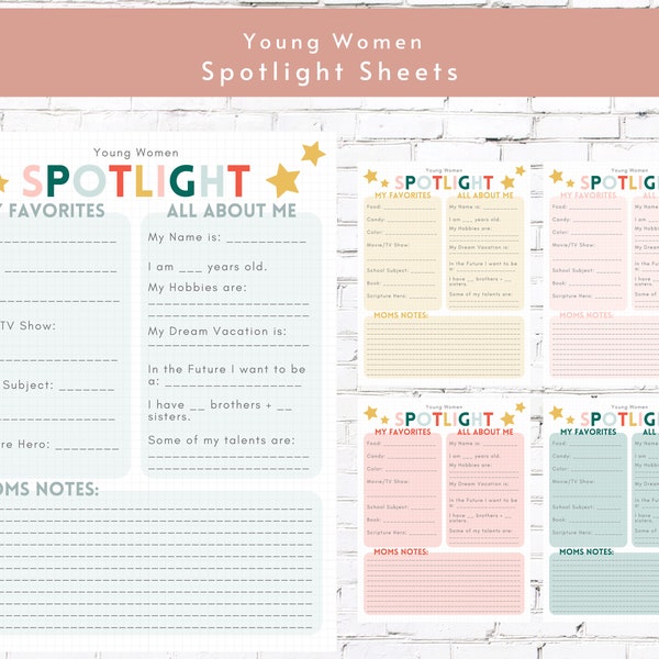 Young Women Spotlight | All About Me Questionnaire for Girls | Latter-Day Saint Printable