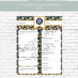 Editable Relief Society Printable RS Conducting Sheets Conduct Planning ...