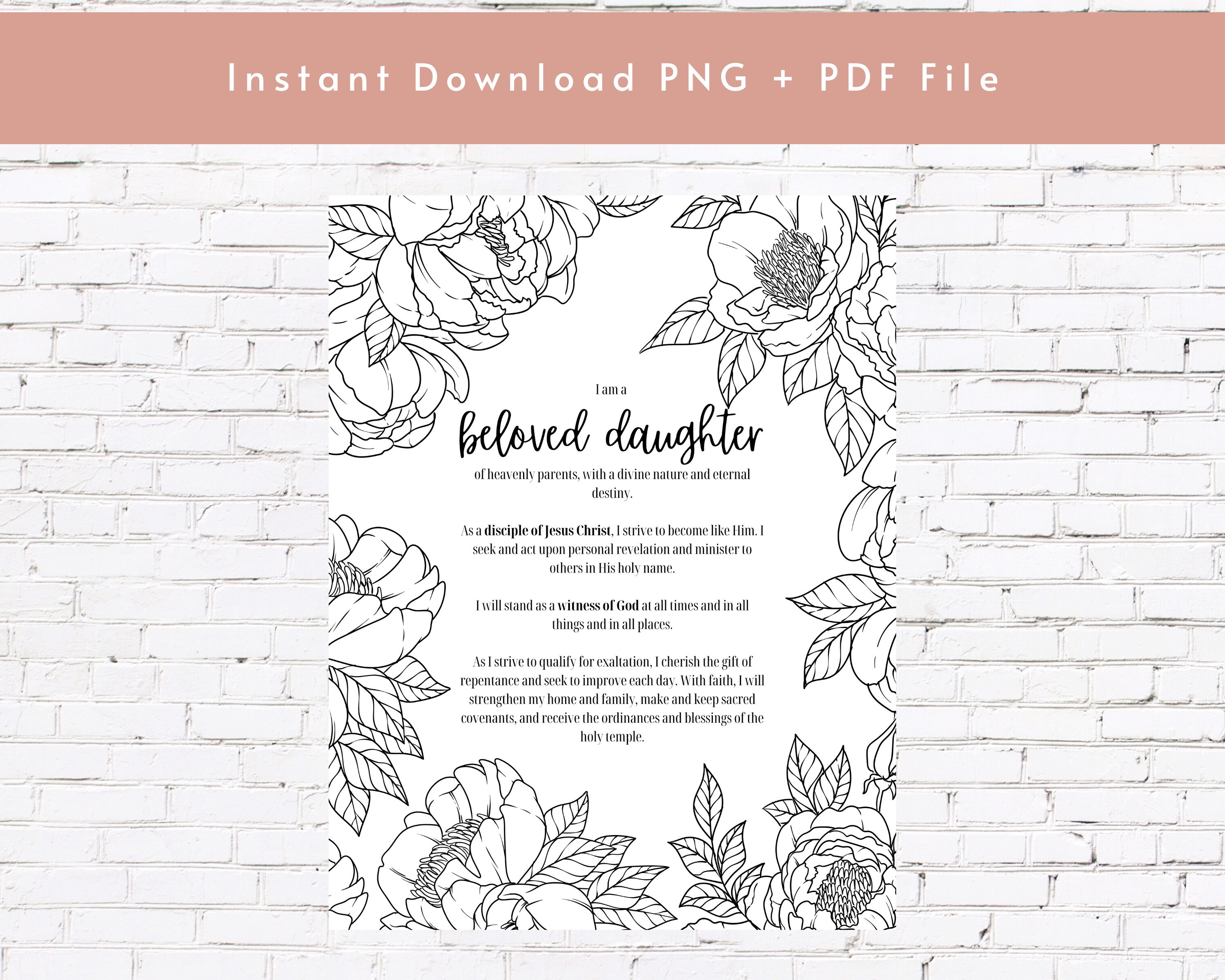 Young Women's Theme Coloring Page | LDS YW Theme | Printable Instant ...