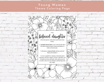 Young Women's Theme Coloring Page | LDS YW Theme | Printable Instant Download Latter-Day Saint Young Women 2023 | General Conference Youth