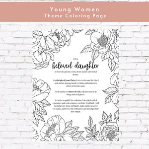 Young Women&#39;s Theme Coloring Page | LDS YW Theme | Printable Instant Download Latter-Day Saint Young Women 2023 | General Conference Youth