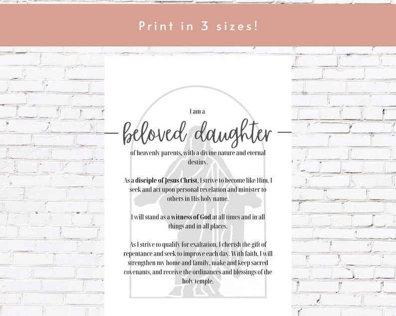 Young Women's Theme Poster and Handout LDS YW Theme Bookmark and ...