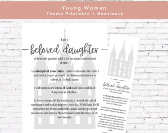 Young Women's Theme Poster and Handout | LDS YW Theme Bookmark and Printable | Printable Instant Download Latter-Day Saint Young Women 2023