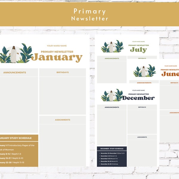 Primary Newsletter | 2024 Book of Mormon Come Follow Me |  Primary Presidency Resources | Printable Editable Newsletter Kit