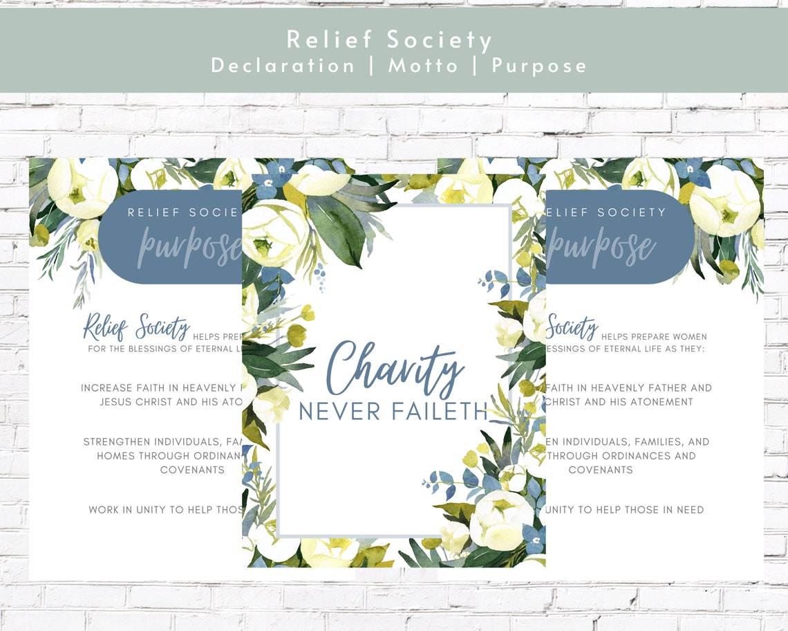 Relief Society Declaration Motto Purpose Posters RS Printable Handout Latter-day Saint Relief ...