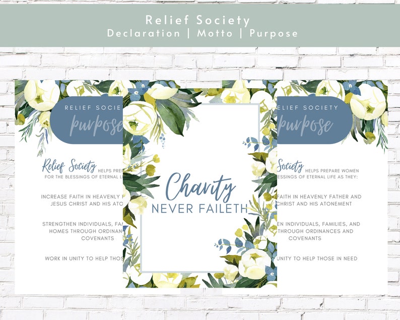 Relief Society Declaration Motto Purpose Posters RS Printable Handout Latter-day Saint Relief ...