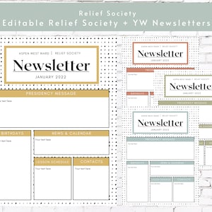 Editable Relief Society Newsletter | Template | Latter-Day Saint RS Newsletter | Printable for Relief Society Presidency | Customized