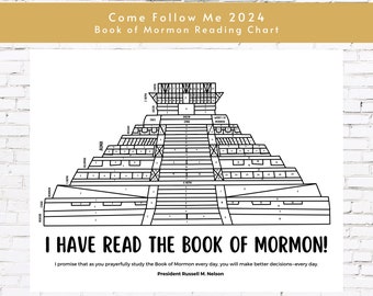 Book of Mormon Reading Chart | Book of Mormon Coloring Reading Tracker for Kids | Come Follow Me 2024 Primary Printable | Instant Download