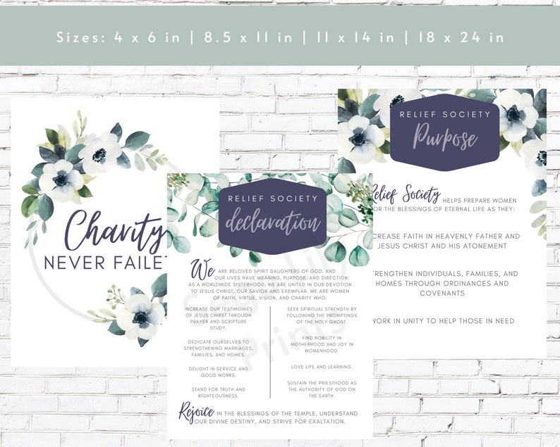 Relief Society Declaration Motto Purpose Posters RS - Etsy