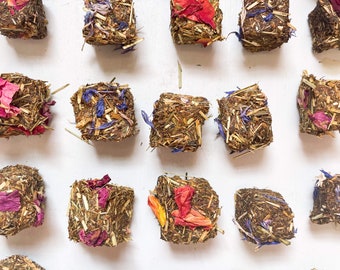 Garden Fairy Blocks, hay based oat free bunny/Guinea pig treats,bunny rabbit supplies, bunny toys,