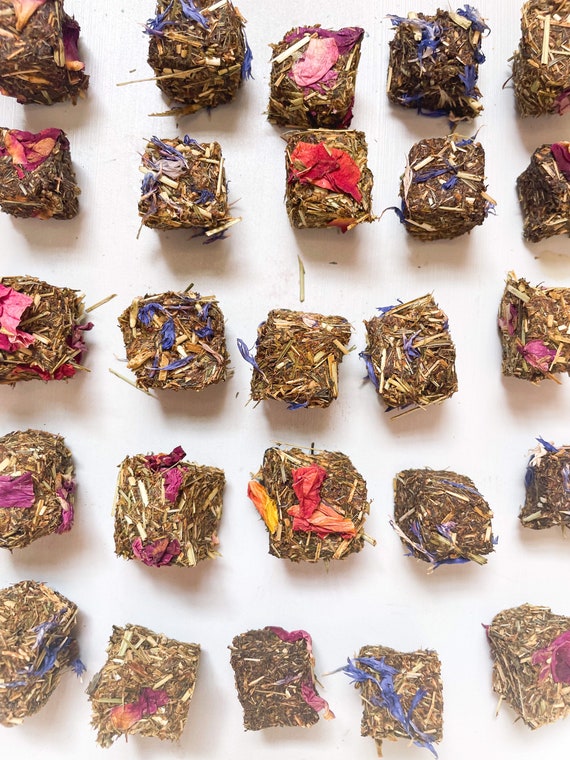 Garden Fairy Blocks, hay based oat free bunny/Guinea pig treats,bunny rabbit supplies, bunny toys,