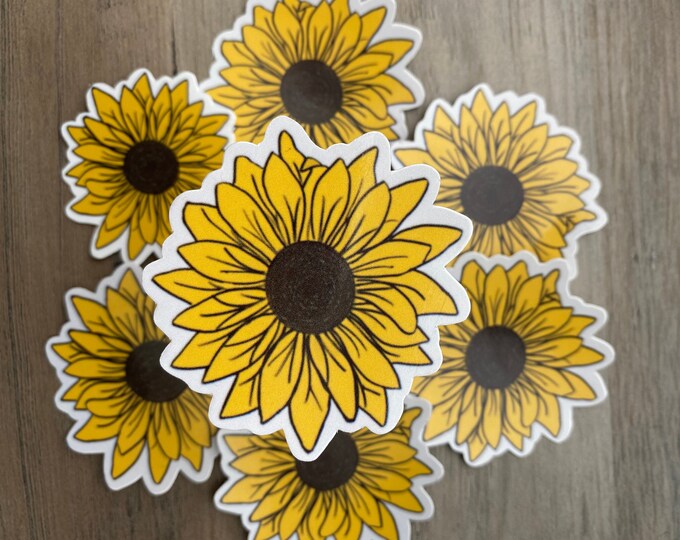 Small Gift Sunflower Sticker Water Resistant Laptop Sticker Water Bottle Sticker Yellow Sticker