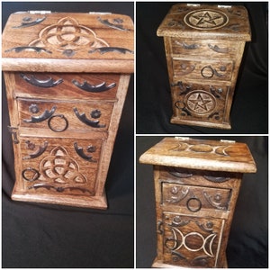 Pentagram, Triple Moon, Tree of Life Herb Chest/Box Apothecary