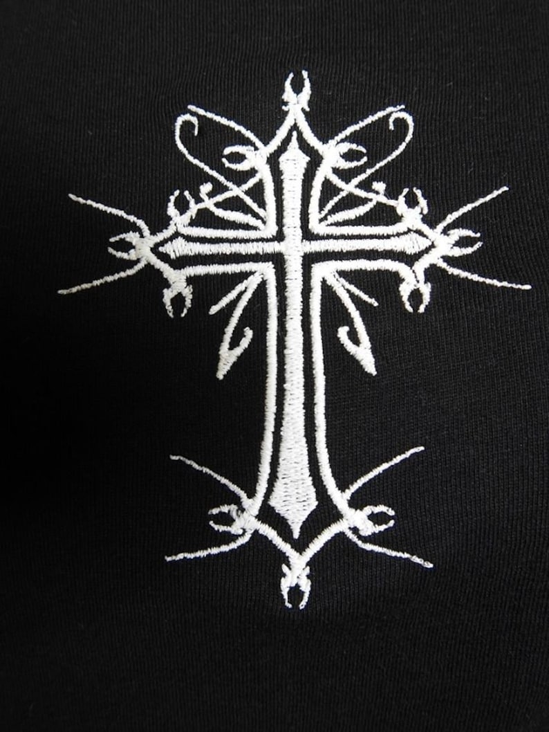 GOTH T-Shirt Women's Cross Glowing Embroidery | Etsy