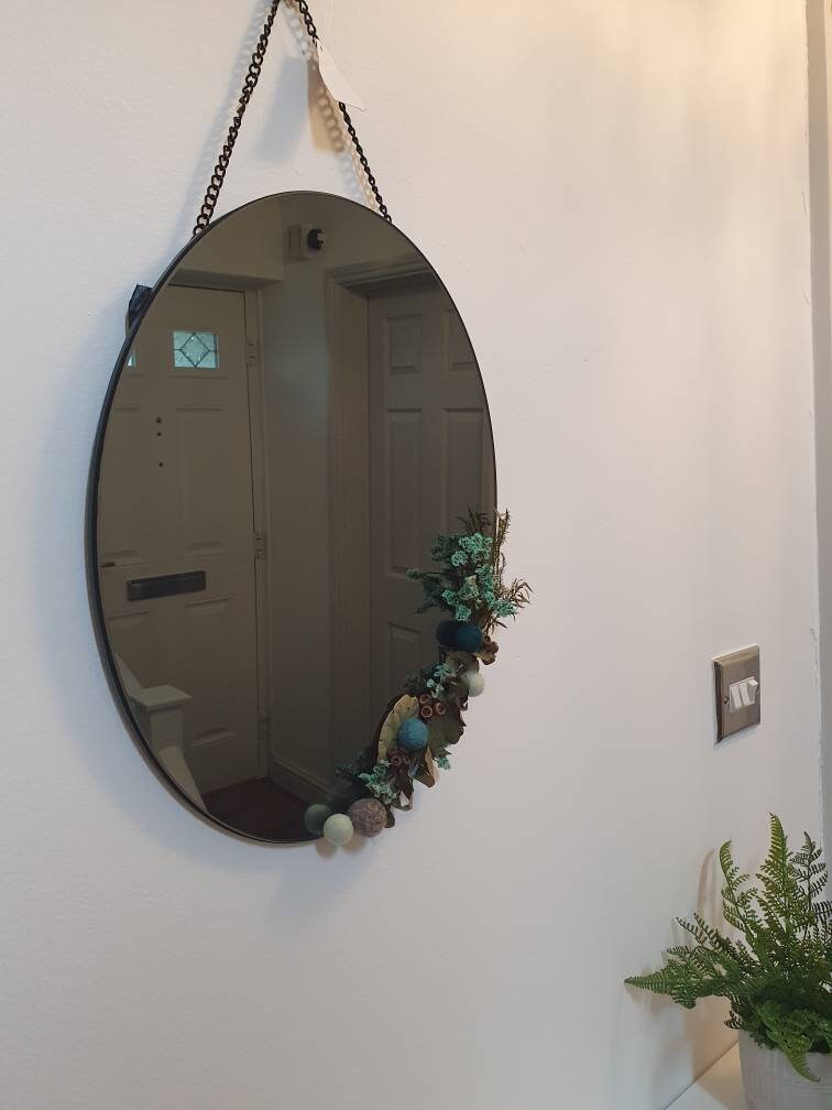 Large oval preserved flower mirror Etsy