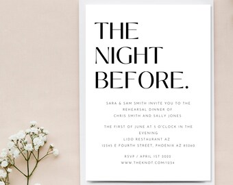 The Night Before, Rehearsal Dinner Invitation Template, Modern, Rehearsal Dinner Invite, Editable Instant Download