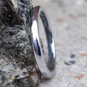 2mm  Silver Color High Polished Tungsten Ring Women Engagement Ring Wedding Band Gift for Boyfriend or Girlfriend Minimalist Tungsten Ring