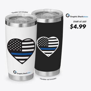 Heart Thin Blue Line Decal - Back The Blue Sticker - Police Officer Gifts - LEO Sticker