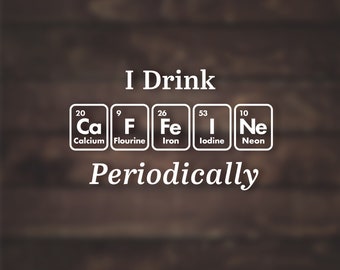 Naklejka z tablicą okresową pierwiastków kofeiny | Naklejka z chemią i kawą