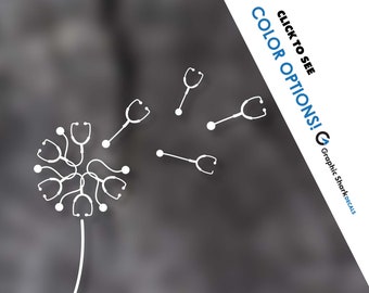 Naklejka z dmuchawcem i stetoskopem | Prezent dla pielęgniarki, naklejka na laptopa