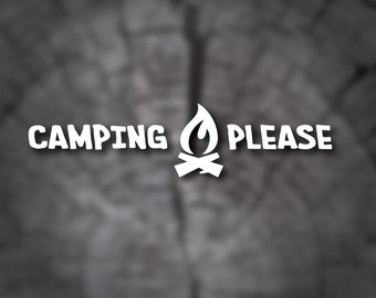 Naklejka „Kemping Please” | Naklejka na kamper, laptopa, kubek