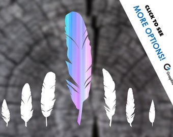 Naklejka na samochód z piórami | Holograficzna naklejka winylowa na laptopa