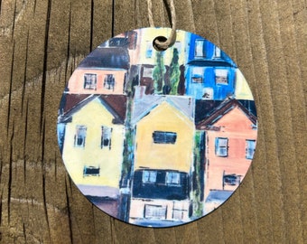 Metal Pittsburgh Ornaments-Row Houses